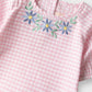 Pink Checkered Embroidered Top