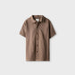 Boys Brown Popcorn Button Tee