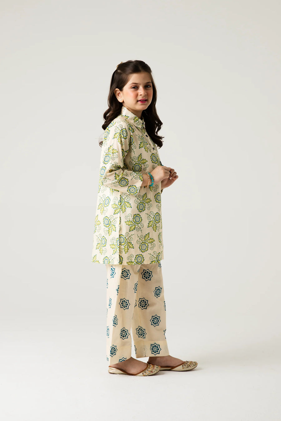 Off-White Printed Kurta Shalwar - 2pc