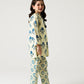 Off-White Blue Floral Kurta Shalwar - 2pc