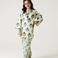 Off-White Blue Floral Kurta Shalwar - 2pc