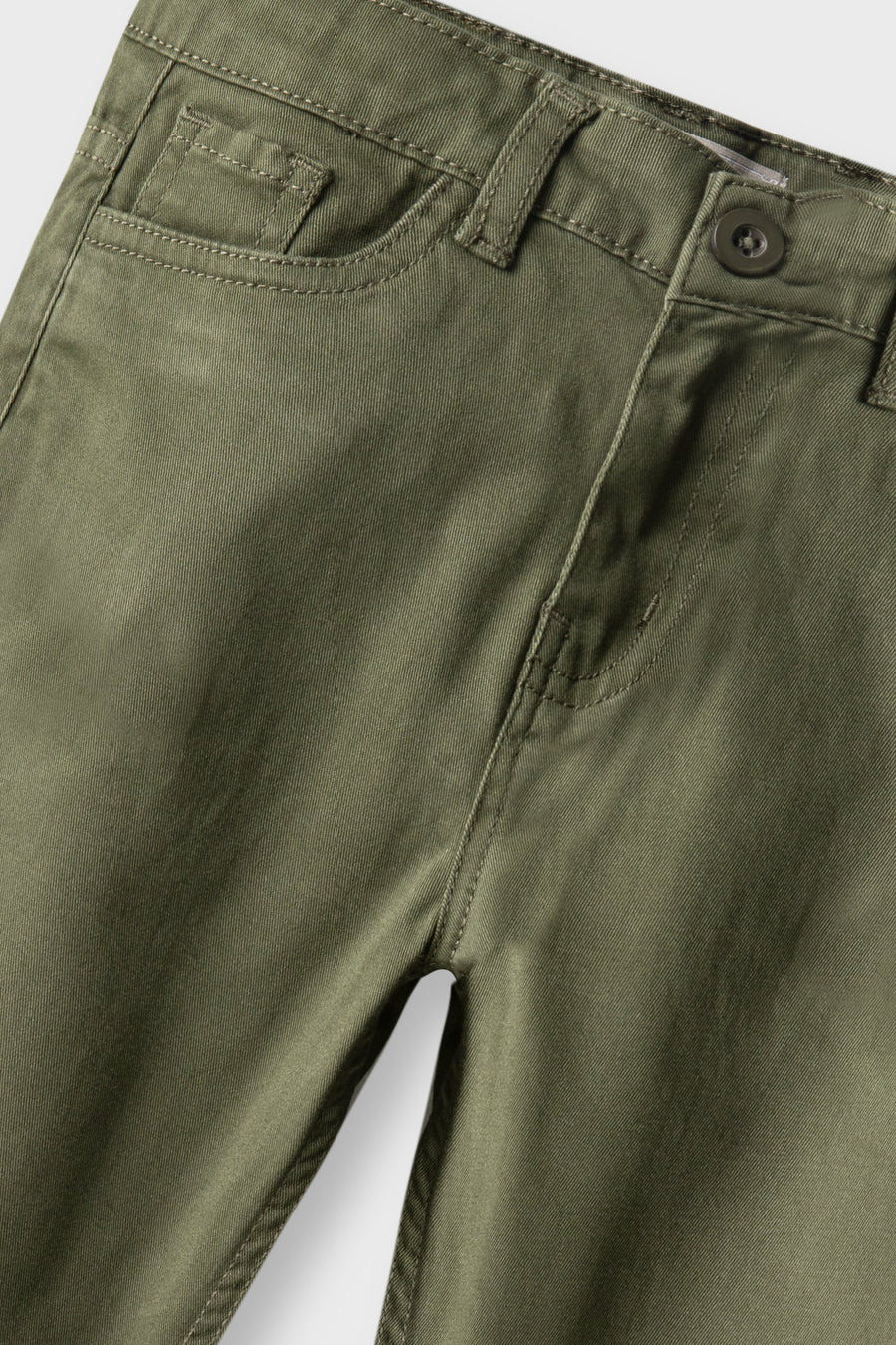 Boys Olive Straight Fit Twill Pants