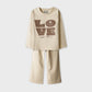 Girl Light Beige Love Co-ord Set