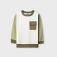 Boys Olive Contrast Fleece Sweatshirt