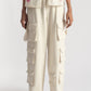 White Multi Pocket Cargo Jeans Women
