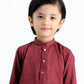 Wine Cotton Kurta Trouser - Kids