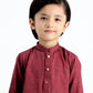 Wine Cotton Kurta Trouser - Kids