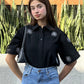 Black Floral Boxy Shirt