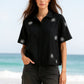 Black Floral Boxy Shirt