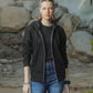 Black Denim Hoodie with Zipper