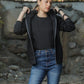 Black Denim Hoodie with Zipper