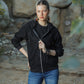 Black Denim Hoodie with Zipper