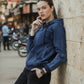 Blue Denim Hoodie with Zipper