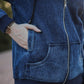Blue Denim Hoodie with Zipper
