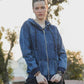Blue Denim Hoodie with Zipper