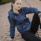 Blue Denim Hoodie with Zipper