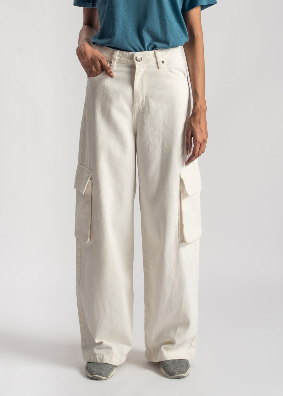 White Skater 2 Pocket Cargo Jeans Women