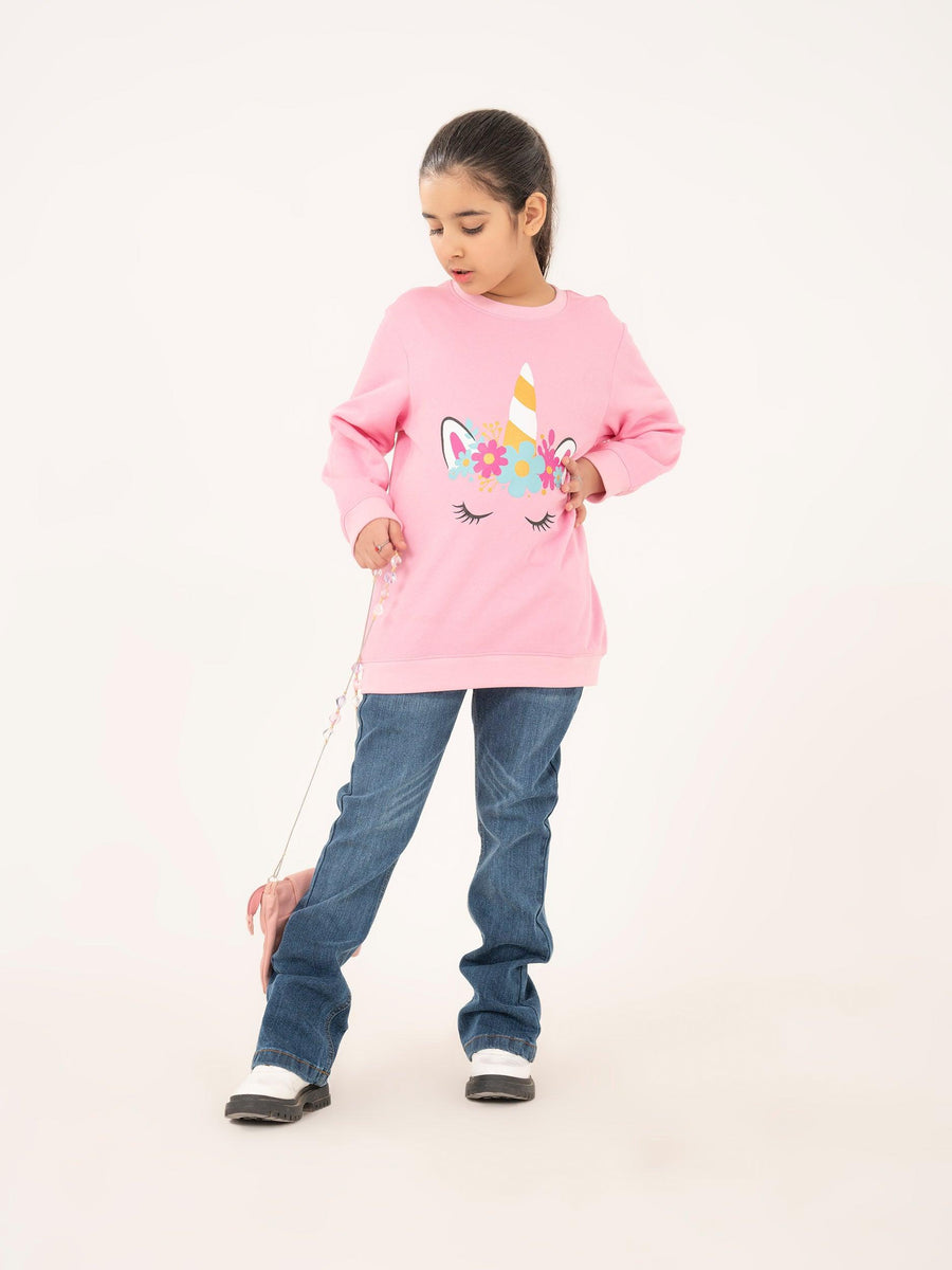 GIRLS PINK FLEECE SWEATSHIRT